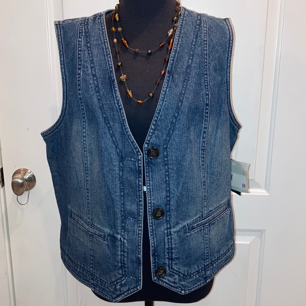 Liz Claiborne Blue Jean Vest NWT